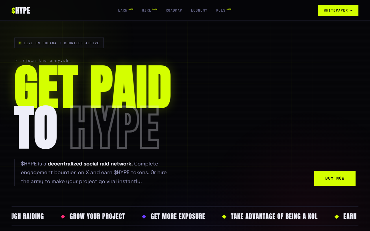 $HYPE website screenshot