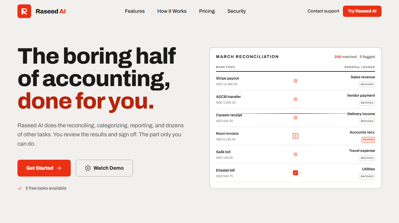 Raseed AI accounting platform screenshot